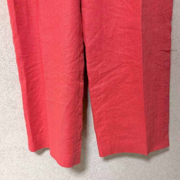 J McLAUGHLIN 6 FLARE LEG WOMENS LINEN CORAL LINED PREPPY DRESSY CAREER PANTS - Picture 9 of 15